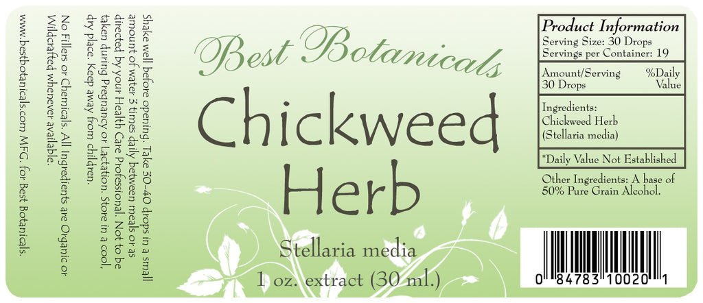 Chickweed Herb Extract Label