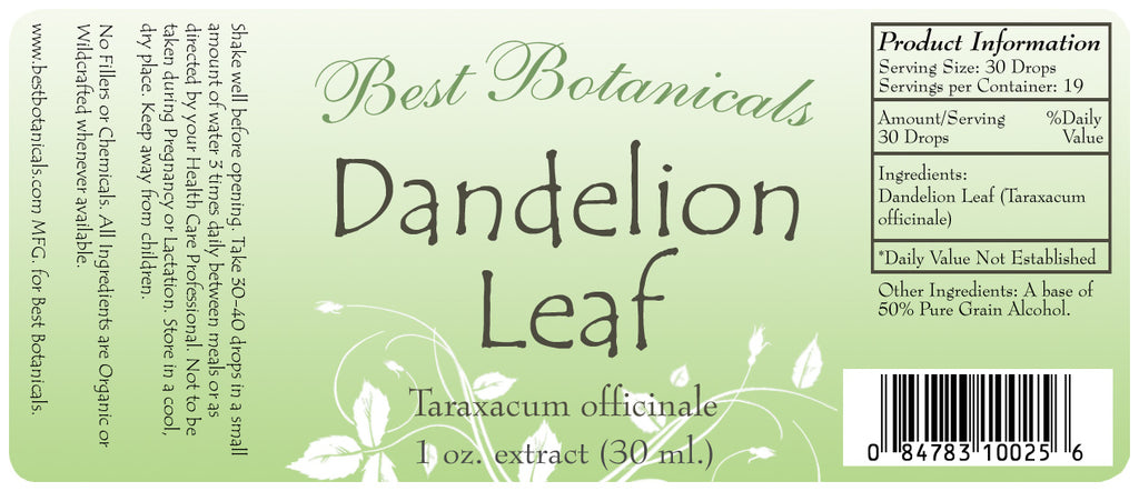 Dandelion Leaf Extract Label