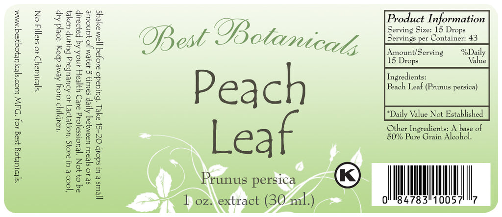 Peach Leaf Extract Label