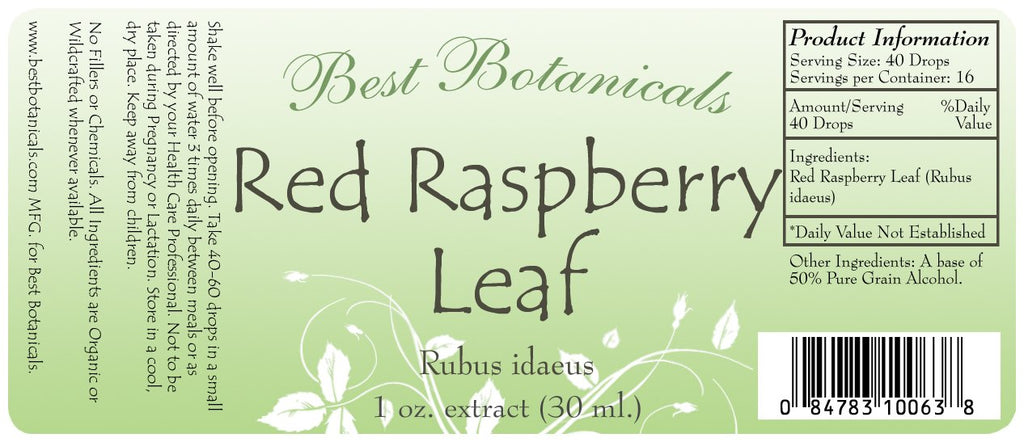 Red Raspberry Leaf Extract Label