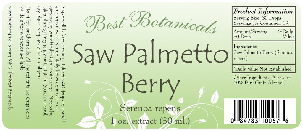 Saw Palmetto Berry Extract Label