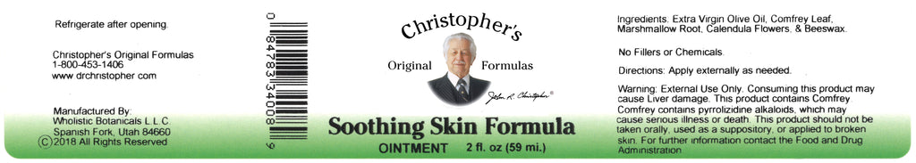Soothing Skin Ointment Label