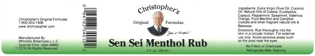 Sen Sei Menthol Rub Ointment 2 oz. Label
