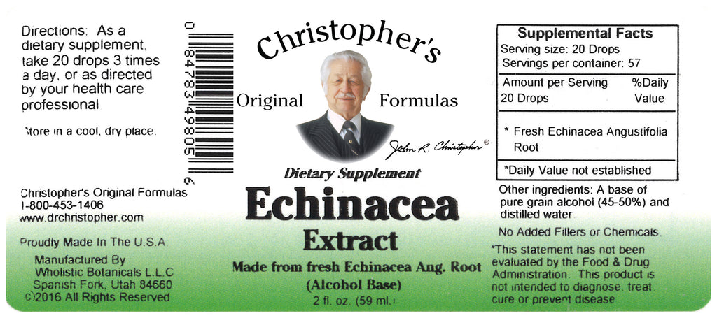 Echinacea Angustifolia Root Alcohol Extract Label