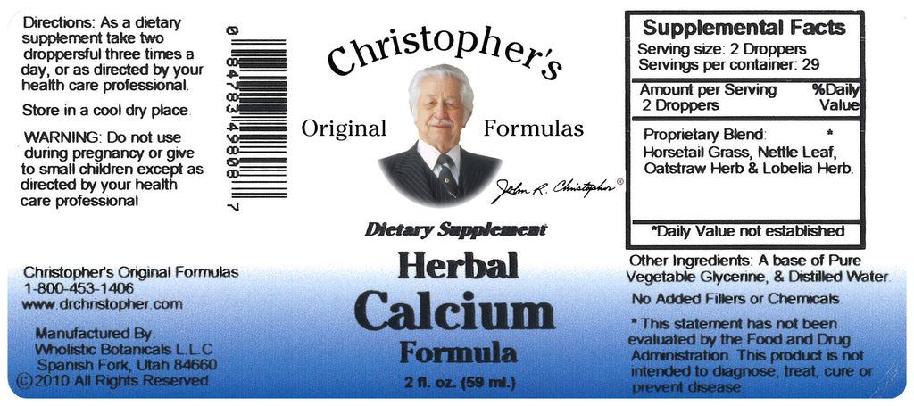 Herbal Calcium Extract Label