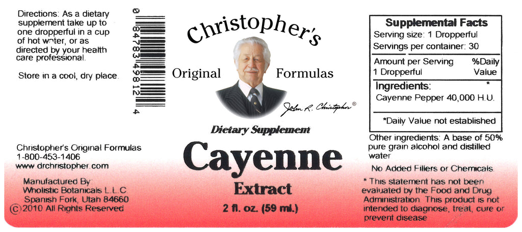 Cayenne Pepper 40 MHU Extract Label