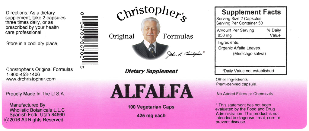 Alfalfa Leaf Capsule Label