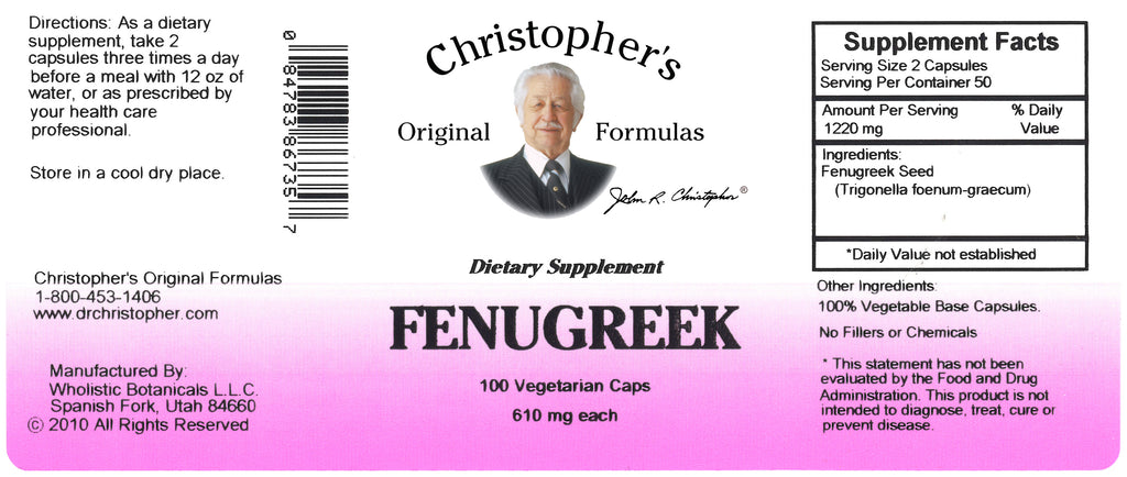 Fenugreek Seed Capsule Label
