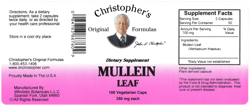 Mullein Leaf Capsule Label