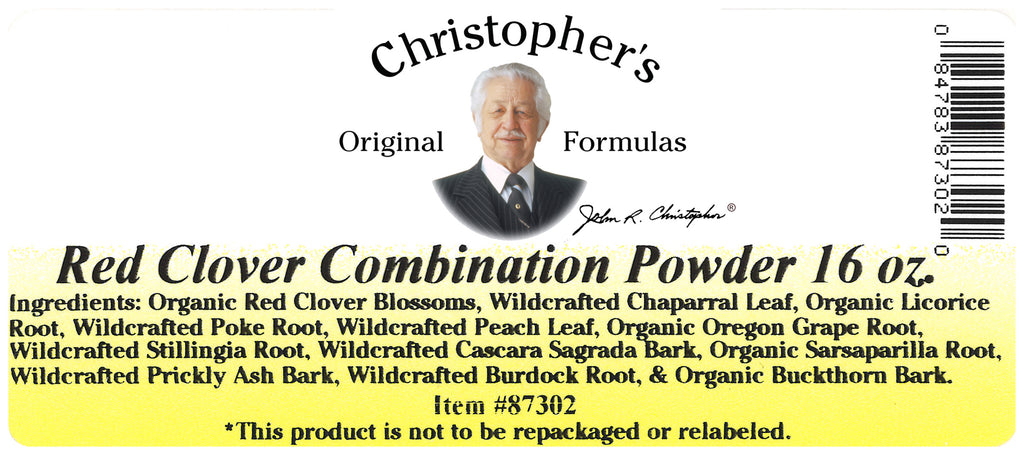 Red Clover Combination Powder Label