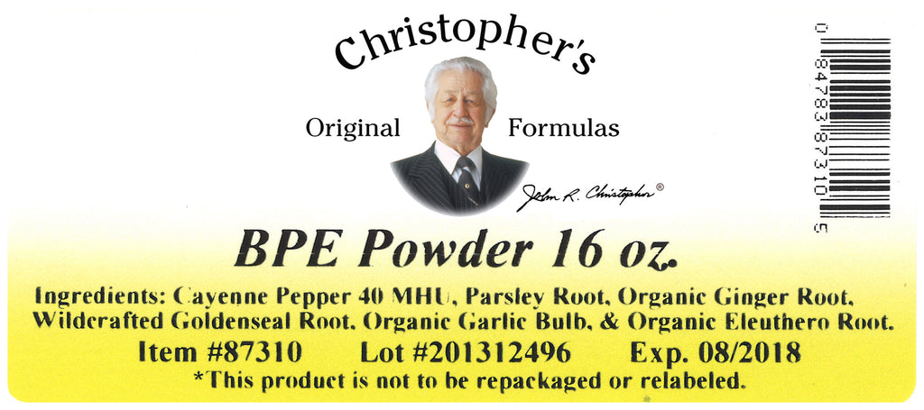 BPE Powder Label