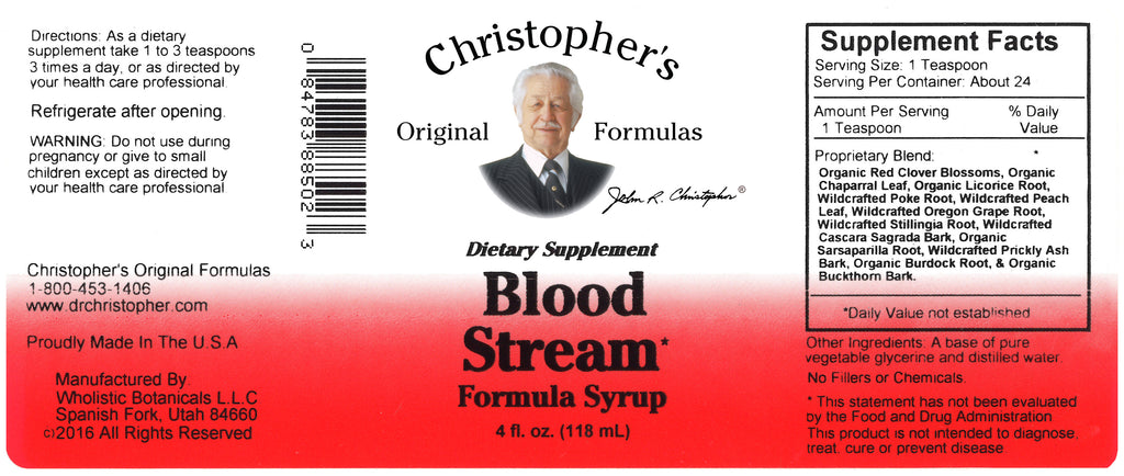 Blood Stream Syrup Label