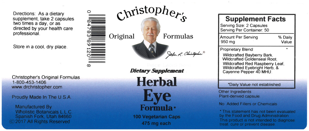 Herbal Eye Formula Capsule Label