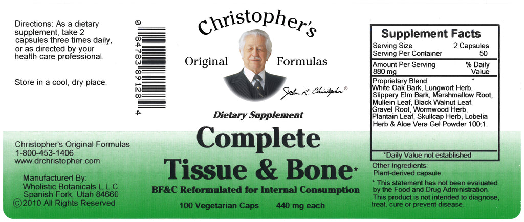 Complete Tissue & Bone Capsule Label