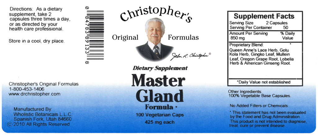 Master Gland Formula Capsule Label