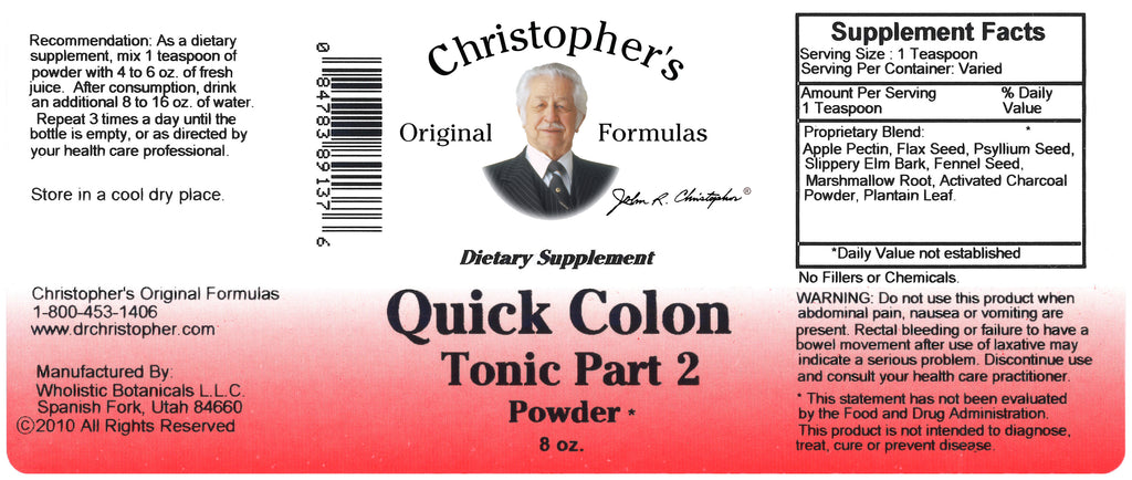 Quick Colon #2 Powder Label