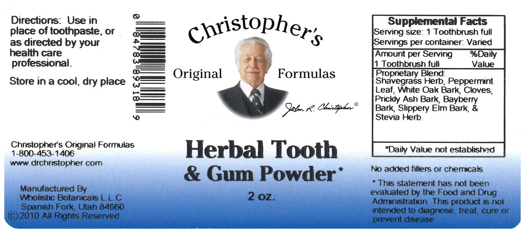 Herbal Tooth & Gum Powder Label