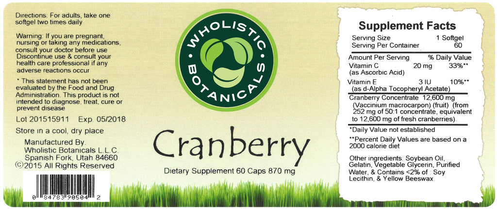 Cranberry Capsule Label